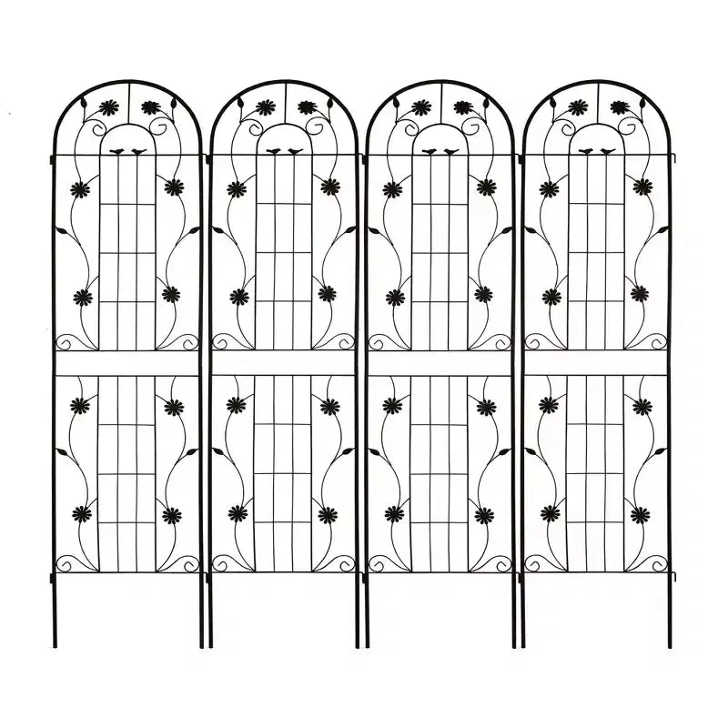 Lot de 2 treillis de jardin en métal noir antirouille de 220 x 50 cm pour plantes grimpantes