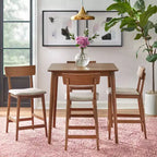 Tabourets de bar mi-siècle moderne hauteur comptoir Noyer : Lin Mocha, pieds en hévéa