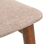 Tabourets de bar mi-siècle moderne hauteur comptoir Noyer : Lin Mocha, pieds en hévéa