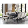 Table à manger ovale extensible chêne foncé, piètement central moderne, jusqu'à 8 places assises, 2 rallonges amovibles