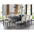 Table à manger ovale extensible chêne foncé, piètement central moderne, jusqu'à 8 places assises, 2 rallonges amovibles