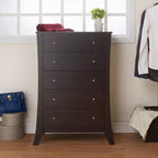 24/7 Shop At Home Weston 5 Drawer Chest Roasted Espresso: Transitional Style Storage for Bedroom, Metal Glides