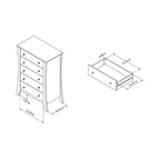 Commode 5 tiroirs expresso torréfié, rangement de chambre à coucher de style transitionnel avec glissières métalliques