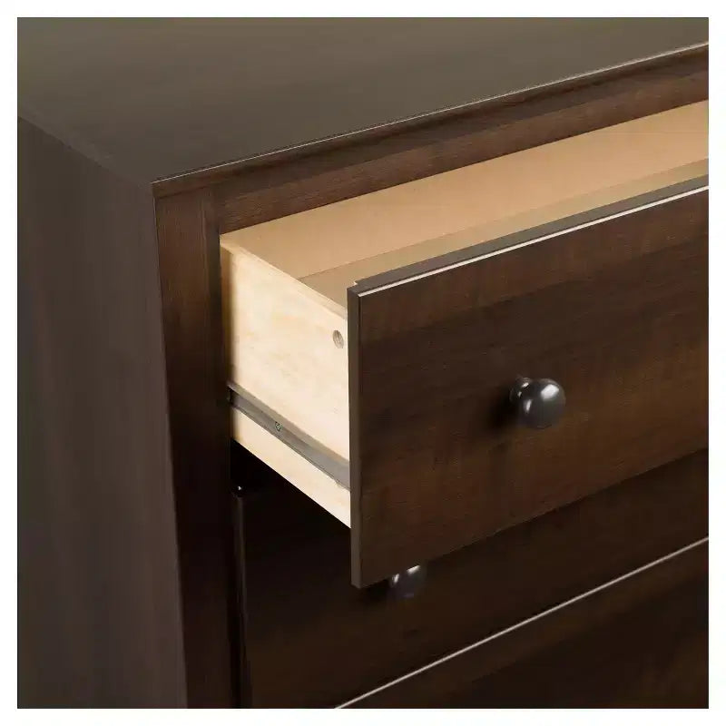 Table de chevet à 3 tiroirs Espresso, Table de chevet en bois composite avec glissières métalliques