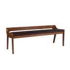 Banc de salle à manger 60 pouces Châtaigne, Structure en bois d'acacia avec siège en similicuir, Deux places