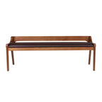 Banc de salle à manger 60 pouces Châtaigne, Structure en bois d'acacia avec siège en similicuir, Deux places