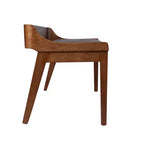 Banc de salle à manger 60 pouces Châtaigne, Structure en bois d'acacia avec siège en similicuir, Deux places
