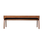 Banc de salle à manger 60 pouces Châtaigne, Structure en bois d'acacia avec siège en similicuir, Deux places