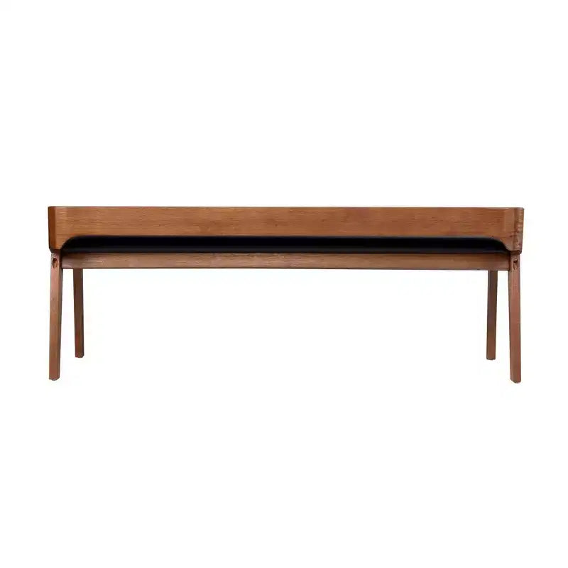 Banc de salle à manger 60 pouces Châtaigne, Structure en bois d'acacia avec siège en similicuir, Deux places