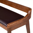Banc de salle à manger 60 pouces Châtaigne, Structure en bois d'acacia avec siège en similicuir, Deux places