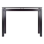 Console Table Dark Espresso avec Accents Métalliques et Plateau en Placage de Bois