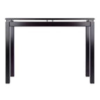 Console Table Dark Espresso avec Accents Métalliques et Plateau en Placage de Bois
