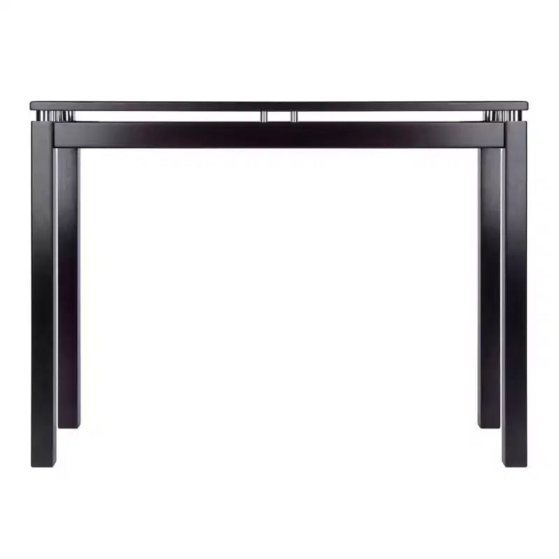 Console Table Dark Espresso avec Accents Métalliques et Plateau en Placage de Bois