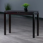 Console Table Dark Espresso avec Accents Métalliques et Plateau en Placage de Bois