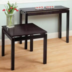 Console Table Dark Espresso avec Accents Métalliques et Plateau en Placage de Bois