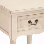Table d'appoint traditionnelle en bois ivoire avec tiroir et étagère de présentation