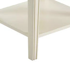 Table d'appoint antique blanche avec un tiroir, finition vieillie et quincaillerie en laiton