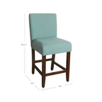 Tabouret de bar de 24 pouces, hauteur comptoir, rembourré, avec garniture cloutée et pieds en bois