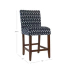 Tabouret de bar de 24 pouces, hauteur comptoir, rembourré, avec garniture cloutée et pieds en bois