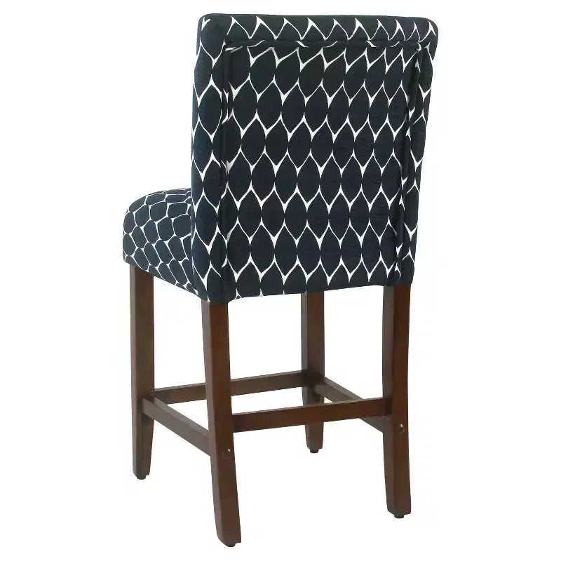 Tabouret de bar de 24 pouces, hauteur comptoir, rembourré, avec garniture cloutée et pieds en bois