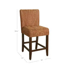 Tabouret de bar de 24 pouces, hauteur comptoir, rembourré, avec garniture cloutée et pieds en bois