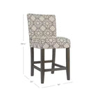 Tabouret de bar de 24 pouces, hauteur comptoir, rembourré, avec garniture cloutée et pieds en bois