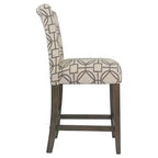 Tabouret de bar de 24 pouces, hauteur comptoir, rembourré, avec garniture cloutée et pieds en bois