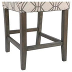 Tabouret de bar de 24 pouces, hauteur comptoir, rembourré, avec garniture cloutée et pieds en bois