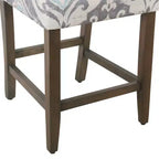 Tabouret de bar de 24 pouces, hauteur comptoir, rembourré, avec garniture cloutée et pieds en bois