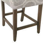 Tabouret de bar de 24 pouces, hauteur comptoir, rembourré, avec garniture cloutée et pieds en bois