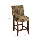Tabouret de bar de 24 pouces, hauteur comptoir, rembourré, avec garniture cloutée et pieds en bois