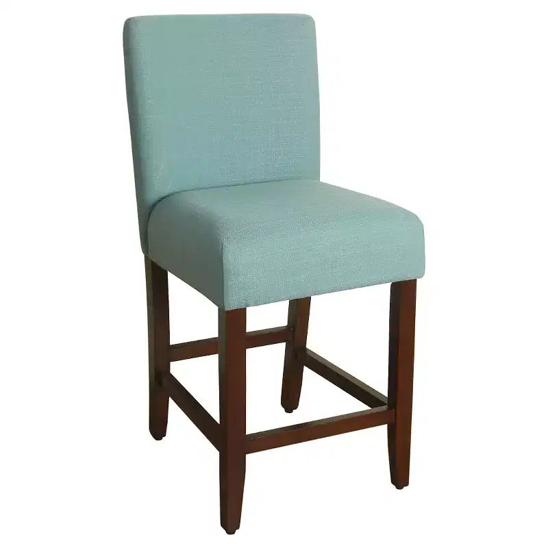 Tabouret de bar de 24 pouces, hauteur comptoir, rembourré, avec garniture cloutée et pieds en bois