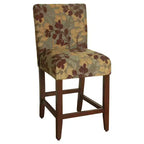 Tabouret de bar de 24 pouces, hauteur comptoir, rembourré, avec garniture cloutée et pieds en bois