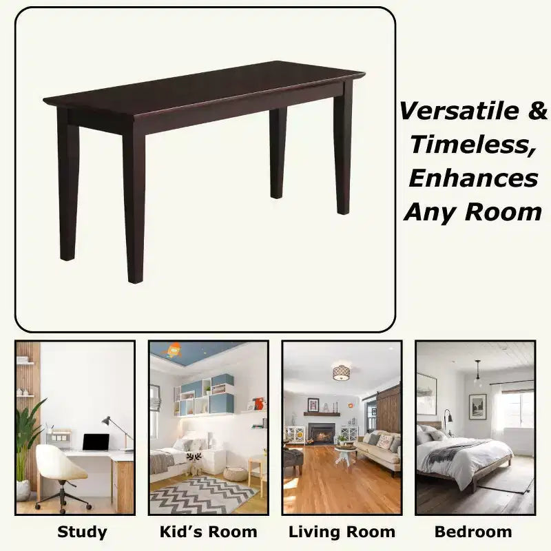 Banc classique en bois dur, 2 places, capacité de 204 kg, utilisation intérieure polyvalente