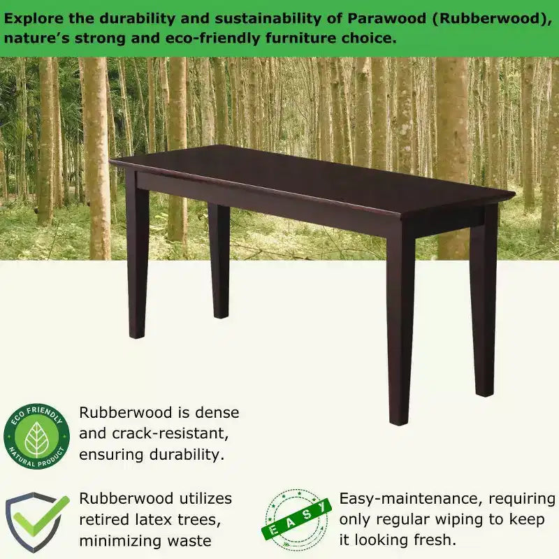 Banc classique en bois dur, 2 places, capacité de 204 kg, utilisation intérieure polyvalente