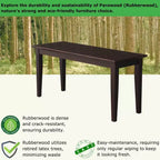 Banc classique en bois dur, 2 places, capacité de 204 kg, utilisation intérieure polyvalente