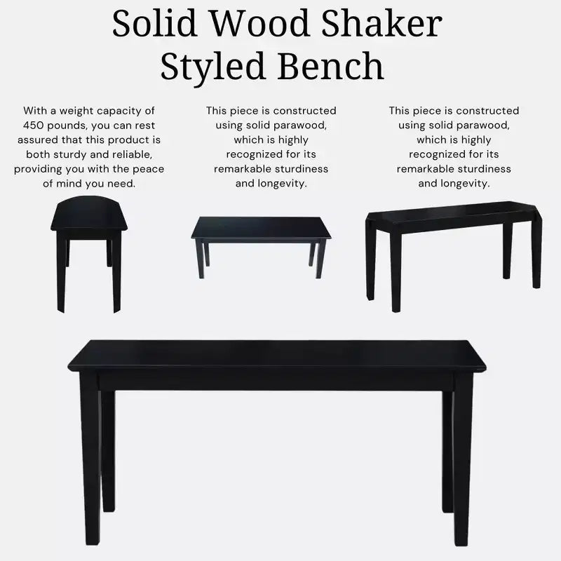 Banc classique en bois dur, 2 places, capacité de 204 kg, utilisation intérieure polyvalente