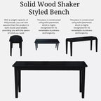 Banc classique en bois dur, 2 places, capacité de 204 kg, utilisation intérieure polyvalente