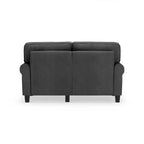 Causeuse de 61 po avec accoudoirs arrondis, coussins moelleux et cadre en bois franc