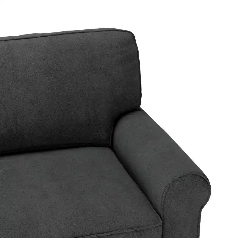 Causeuse de 61 po avec accoudoirs arrondis, coussins moelleux et cadre en bois franc