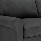 Causeuse de 61 po avec accoudoirs arrondis, coussins moelleux et cadre en bois franc