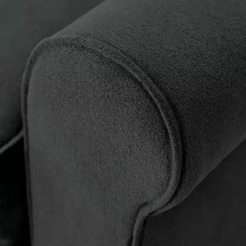 Causeuse de 61 po avec accoudoirs arrondis, coussins moelleux et cadre en bois franc
