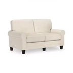 Causeuse de 61 po avec accoudoirs arrondis, coussins moelleux et cadre en bois franc