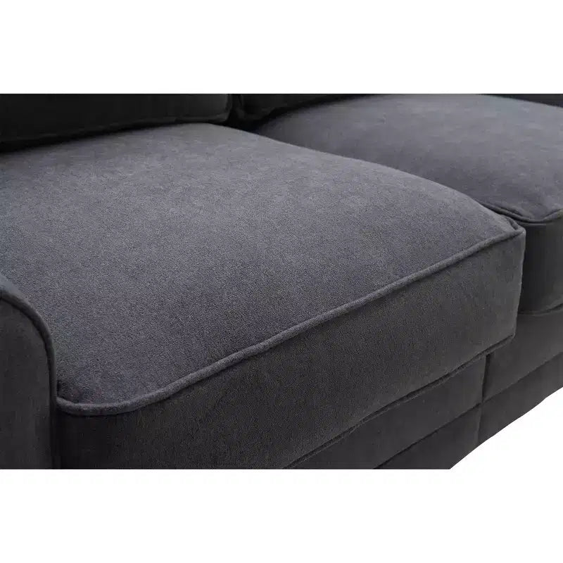 Causeuse de 61 po avec accoudoirs arrondis, coussins moelleux et cadre en bois franc