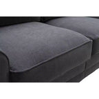 Causeuse de 61 po avec accoudoirs arrondis, coussins moelleux et cadre en bois franc