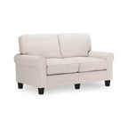 Causeuse de 61 po avec accoudoirs arrondis, coussins moelleux et cadre en bois franc