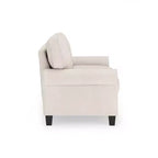 Causeuse de 61 po avec accoudoirs arrondis, coussins moelleux et cadre en bois franc