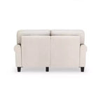 Causeuse de 61 po avec accoudoirs arrondis, coussins moelleux et cadre en bois franc