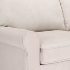 Causeuse de 61 po avec accoudoirs arrondis, coussins moelleux et cadre en bois franc