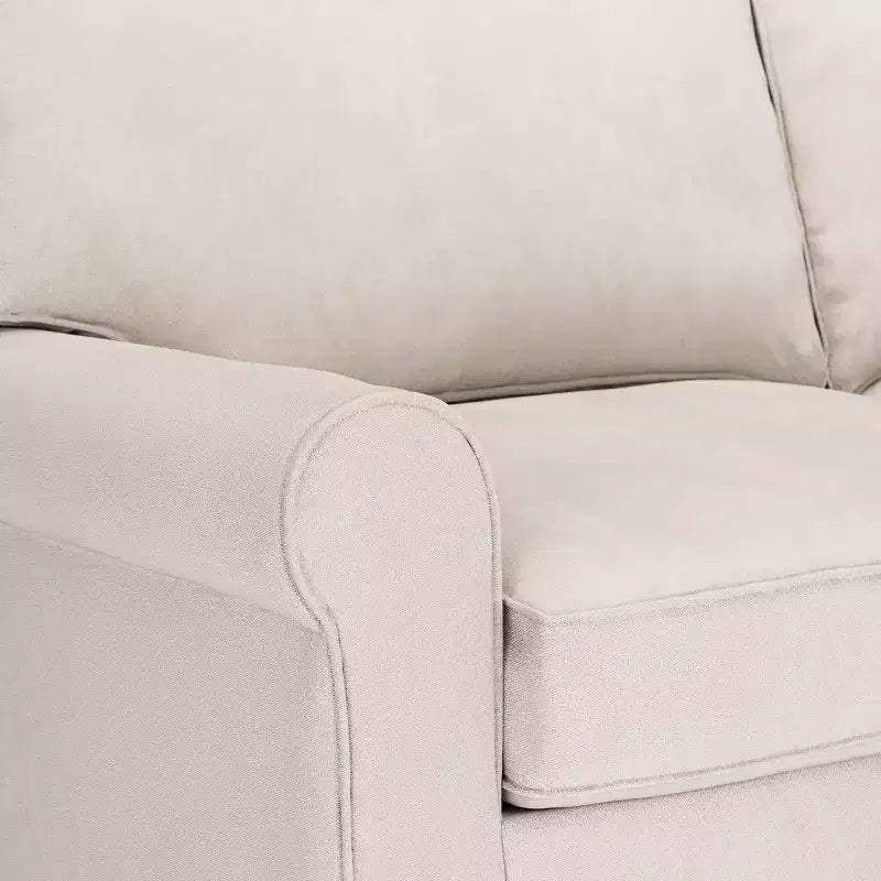 Causeuse de 61 po avec accoudoirs arrondis, coussins moelleux et cadre en bois franc